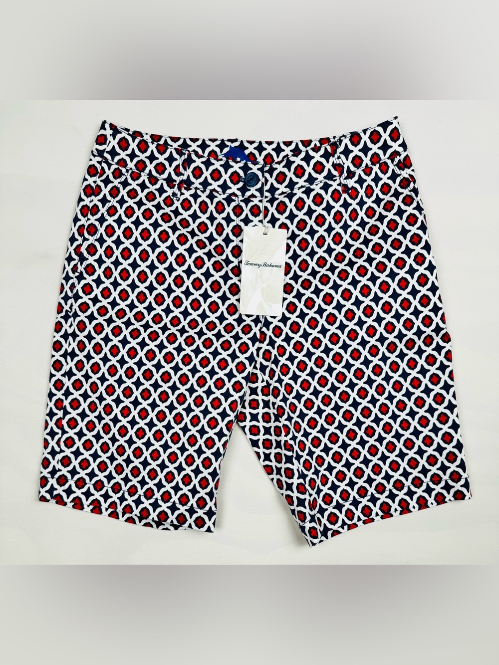 NWT Tommy Bahama Gia Geo Bermuda Shorts Island Navy Blue Red Women’s 6 MSRP $94